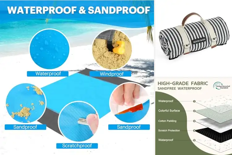 Detailed view of Best Lightweight Portable Beach Blanket With Carry Bag