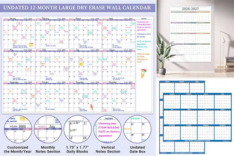 Detailed view of Best Wet Erase Wall Calendars: Simplify Your Planning Today